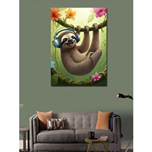 Kanvas Tablo Müzik Dinleyentembel Hayvan 70x100 cm