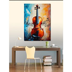 Kanvas Tablo Müzik Notalı Çello 70x100 cm