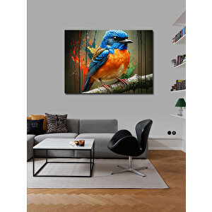 Kanvas Tablo Daldaki Renkli Kuş Çizimi 70x100 cm