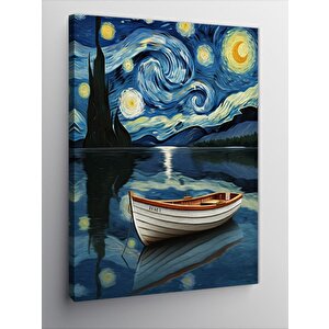 Kanvas Tablo Yıldızlı Gece Ve Tekne 50x70 cm