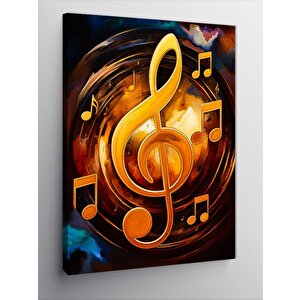Kanvas Tablo Altın Müzik Notası 50x70 cm
