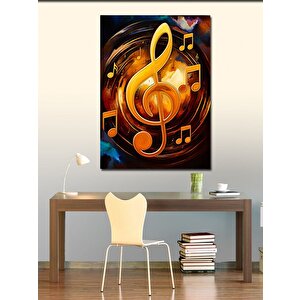 Kanvas Tablo Altın Müzik Notası 70x100 cm