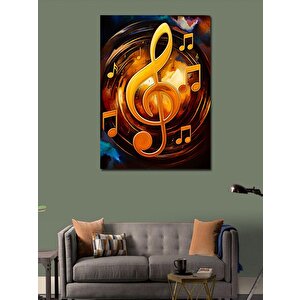 Kanvas Tablo Altın Müzik Notası 70x100 cm
