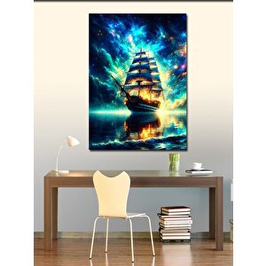 Kanvas Tablo Parlayan Yelkenli Gemi 100x140 cm