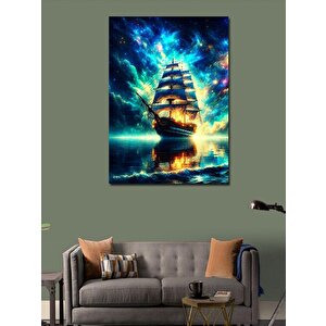 Kanvas Tablo Parlayan Yelkenli Gemi 100x140 cm