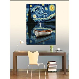 Kanvas Tablo Yıldızlı Gece Ve Tekne 100x140 cm