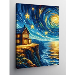 Kanvas Tablo Yıldızlı Gecede Ev 100x140 cm
