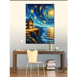 Kanvas Tablo Yıldızlı Gecede Ev 100x140 cm