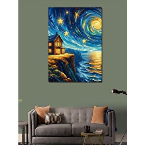 Kanvas Tablo Yıldızlı Gecede Ev 100x140 cm