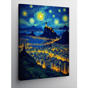 Kanvas Tablo Yıldızlı Gece Manzarası 100x140 cm