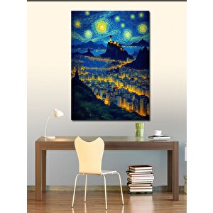 Kanvas Tablo Yıldızlı Gece Manzarası 100x140 cm