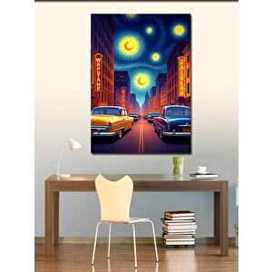 Kanvas Tablo Yıldızlı Gece Şehir 50x70 cm