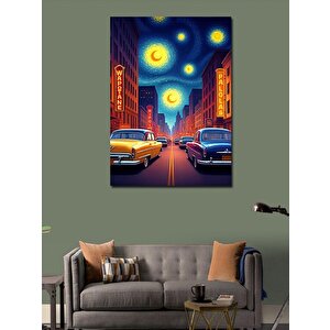 Kanvas Tablo Yıldızlı Gece Şehir 50x70 cm