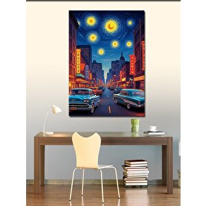 Kanvas Tablo Yıldızlı Şehir Manzarası 100x140 cm