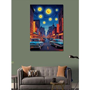 Kanvas Tablo Yıldızlı Şehir Manzarası 100x140 cm