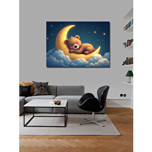Kanvas Tablo Ay Işığında Uyuyan Ayı Figürü 100x140 cm