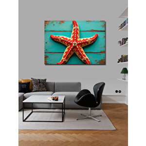 Kanvas Tablo Kırmızı Deniz Yıldızı Figürü 70x100 cm