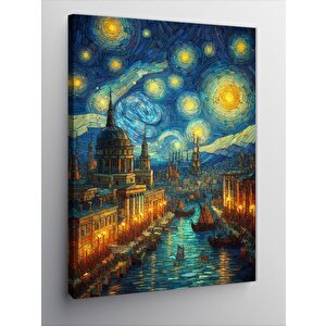 Kanvas Tablo Yıldızlı Gece Manzarası 100x140 cm