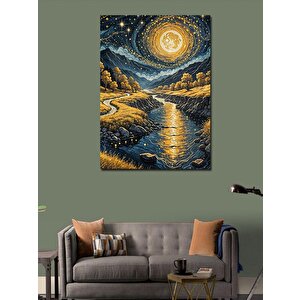 Kanvas Tablo Yıldız Manzaralı Nehir 50x70 cm