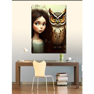 Kanvas Tablo Baykuşlu Kız 50x70 cm