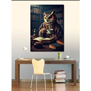 Kanvas Tablo Kahve İçen Baykuş 70x100 cm