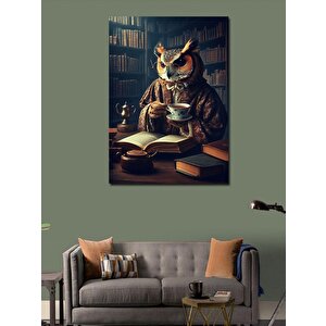 Kanvas Tablo Kahve İçen Baykuş 70x100 cm