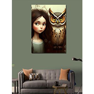 Kanvas Tablo Baykuşlu Kız 70x100 cm