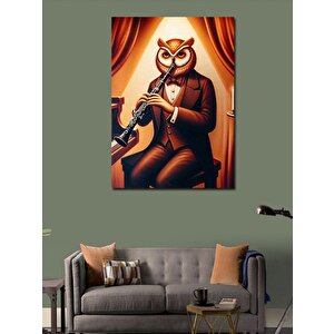 Kanvas Tablo Klarnet Çalan Baykuş 70x100 cm