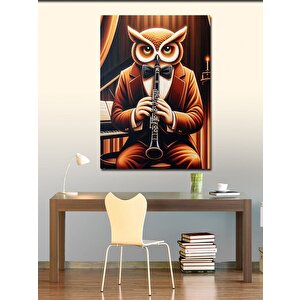 Kanvas Tablo Klarnet Çalan Baykuş 100x140 cm