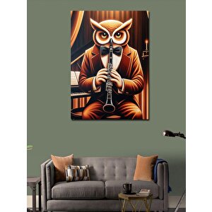Kanvas Tablo Klarnet Çalan Baykuş 100x140 cm
