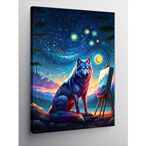 Kanvas Tablo Gece Ressamı Kurt 50x70 cm