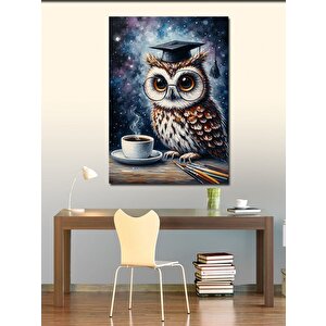 Kanvas Tablo Kahve İçen Baykuş 50x70 cm