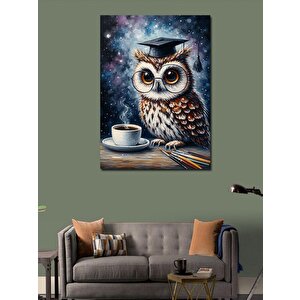Kanvas Tablo Kahve İçen Baykuş 50x70 cm