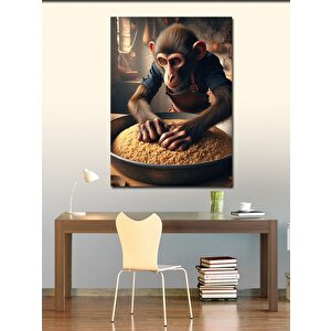 Kanvas Tablo Bulgur Yoğuran Maymun 70x100 cm