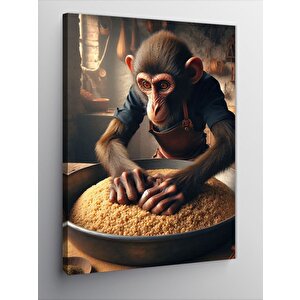 Kanvas Tablo Bulgur Yoğuran Maymun 100x140 cm