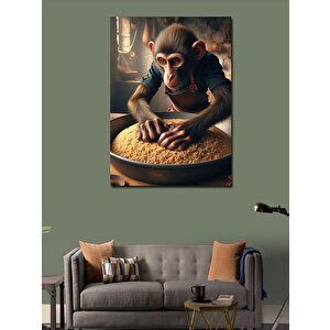Kanvas Tablo Bulgur Yoğuran Maymun 100x140 cm