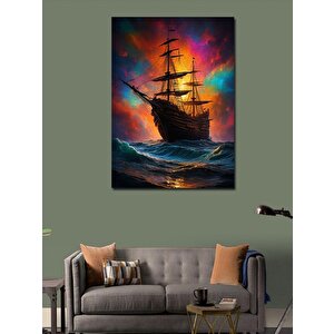 Kanvas Tablo Fırtınalı Yelkenli Gemi 70x100 cm