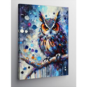 Kanvas Tablo Bilge Baykuşun Renkli Gecesi 50x70 cm