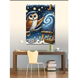Kanvas Tablo Resim Yapan Baykuş 50x70 cm