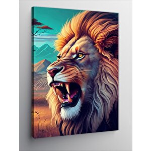 Kanvas Tablo Kükreyen Aslan 70x100 cm