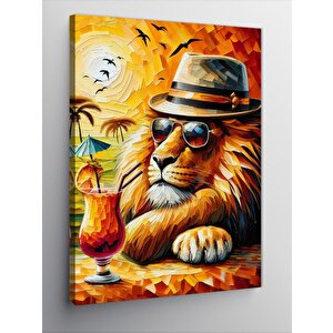 Kanvas Tablo Şapkalı Aslan 50x70 cm