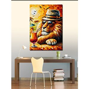 Kanvas Tablo Şapkalı Aslan 50x70 cm