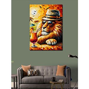 Kanvas Tablo Şapkalı Aslan 50x70 cm