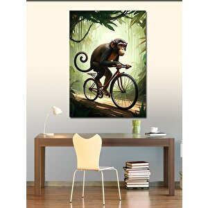 Kanvas Tablo Bisiklet Süren Maymun 50x70 cm