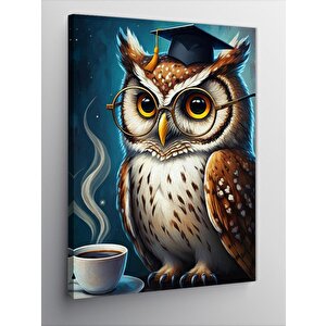 Kanvas Tablo Kahve İçen Baykuş 70x100 cm