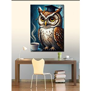 Kanvas Tablo Kahve İçen Baykuş 70x100 cm