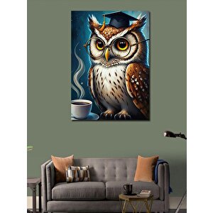 Kanvas Tablo Kahve İçen Baykuş 70x100 cm