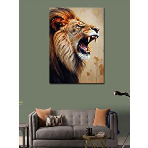 Kanvas Tablo Kükreyen Aslan 100x140 cm