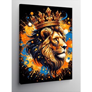 Kanvas Tablo Taçlı Aslan 100x140 cm
