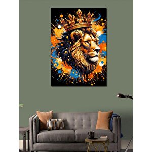 Kanvas Tablo Taçlı Aslan 50x70 cm